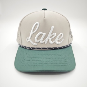 Casquette de baseball structurée imperméable sportive en tissu Dobby à pois, 5 panneaux, avec broderie et perforations découpées au laser, personnalisable - Product Image 2