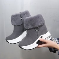 Bottes d'hiver à semelle épaisse pour femmes, vente en gros, pas cher, bottes à la cheville avec fermeture éclair pour femmes