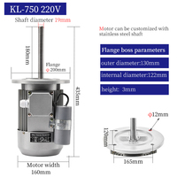 Moteur électrique monophasé AC KL-750, 750W 220V 1400 tr/min, arbre long, bride verticale, enroulement en cuivre pur, moteur industriel