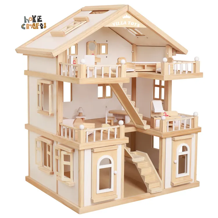 HOYE CRAFTS role play game 3 layers wooden doll house toy for girls