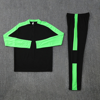 Ensemble de survêtement d'entraînement de football personnalisé, veste à demi-zip à manches longues et pantalon pour homme, séchage rapide, respirant, vêtements de sport, vert fluo, 100%