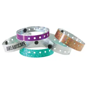 suppliers high quality l shaped holographic bracelet glitter wristband with logo for festival events