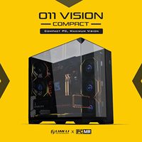Boîtier d'ordinateur Lian Li O11 Vision Compact Noir-Acier-Verre trempé ATX Tour moyenne - Connexion arrière - Prise en charge - Chine - Pas de ports avant
