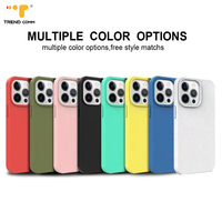 Coque de téléphone en paille de blé couleur unie tendance pour iPhone 13 14 15 16 17 Pro Max, antichoc, écologique et biodégradable