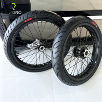 Jeu de roues Supermoto KOTORQ à jantes noires de 17 pouces pour Talaria MX3, jeu de jantes à rayons en aluminium, jantes argentées, amélioration pour la route, amélioration pour E-Moto