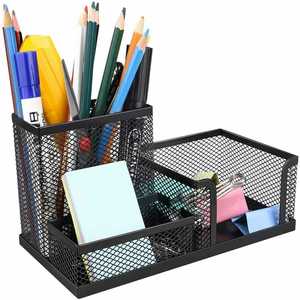 <b>Multi</b> Functional 3 Divided <b>Table</b> Holder <b>Table</b> Office Metal Mesh Desk Organizer 3 Compartments Desktop Accessories - Product Image 1