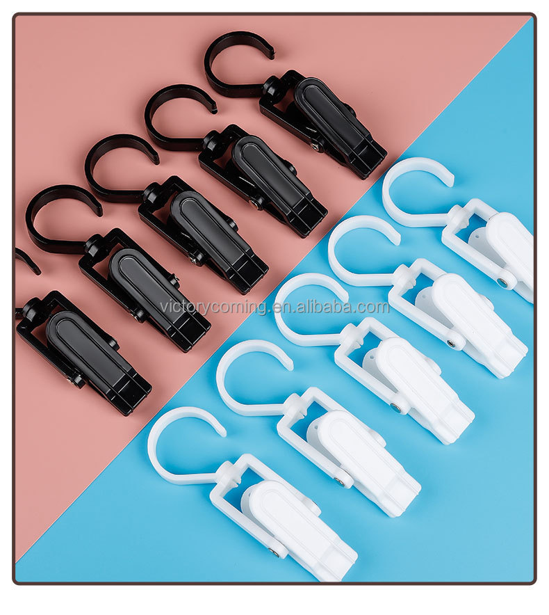 20 PCS Black Laundry Hooks Clip - Plastic Clothes Pins With Swivel Hooks, Super Strong Hanger Clips For Home & Store