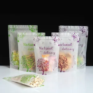 Inventory Of High-quality Printed Frosted Transparent Floral Tea Bags Nut Candy Zippers Self-supporting Bags