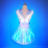 Rok Mini LED Wanita Dewasa, Berwarna-warni, untuk Pertunjukan Panggung, Bahan Polyester
