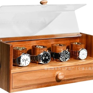 Wooden <b>Watch</b> Winder Box 14.25 In With Drawer And Display <b>Case</b> For Automatic Mechanical <b>Watches</b> Storage Desktop Use - Product Image 2