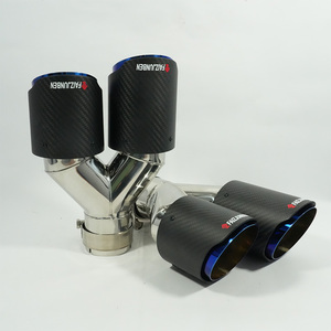 FAIZJUNBEN 車用ユニバーサルマットデュアルカーボンファイバーエキゾーストチップ バーントブルーマフラーチップ カーボンファイバーチップ カーアクセサリー - Product Image 5