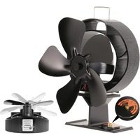 Ventilateur de foyer alimenté par la chaleur, oscillant à large angle de 60 degrés, avec thermomètre intégré, 5 pales