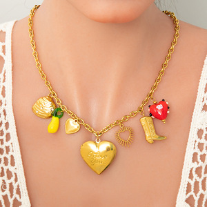 Collar con Colgante de Corazón de Acero Inoxidable, Chapado en Oro de 18K, con Perla, Joyería, Regalo para Mujer, Accesorios de Moda - Product Image 3