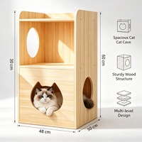 Table d'appoint 2-en-1 pour humain et animal de compagnie, avec niche pour chat en bois, table de chevet et rangement multi-niveaux, mobilier d'intérieur pour chambre à coucher