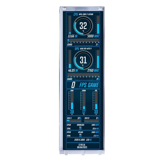 VSDISPLAY Secondary Display IPS Stretched Bar LCD 14.5 Inch  2560X720 Touch Screen Monitors for Monitoring Y70 Pc Case CPU Temp