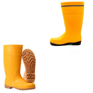 男女通用黄色聚氯乙烯水雨靴安全胶靴成人橡胶靴防水防滑