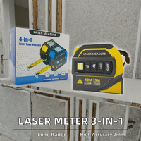 Télémètre laser 3-en-1 avec ruban de 5m et mesure laser de 40m, modèle Laser Cross-001, précision de 2mm, batterie au lithium, garantie de 3 ans, 50 groupes de mémoire
