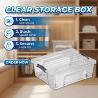 Boîte de rangement en plastique transparente durable avec couvercle rabattable, empilable, pour l'organisation de la maison, pour ranger divers articles, outils et accessoires