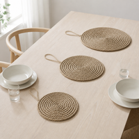 Sous-verre en corde de jute naturelle pour table à manger, comptoir de cuisine, bar à café avec boucle de suspension pour décoration murale