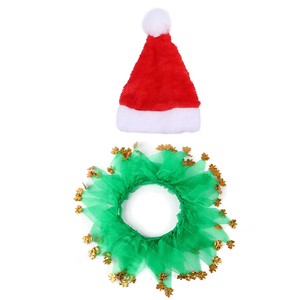 Conjunto de Gorro y Collar para Perro de Poliéster Exquisito, Estilo <span class=keywords><strong>Boutique</strong></span>, Lindo Accesorio para Fiestas Navideñas de Invierno, Suministros para Mascotas Transfronterizos - Product Image 6