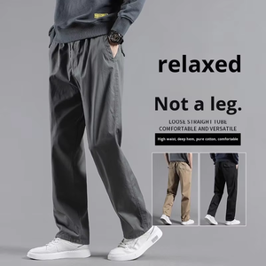 <span class=keywords><strong>Pantalon</strong></span> cargo décontracté en toile de coton léger de haute qualité avec logo personnalisé pour la randonnée en plein air, taille plus, coupe ample, pour hommes - Product Image 1