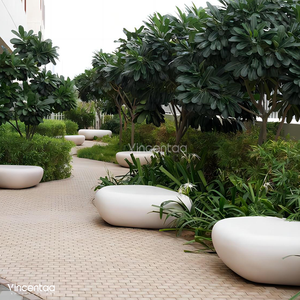Vincentaa Custom <strong>Concrete</strong> GRC <strong>Bench</strong> Cobblestone Round Outdoor Chair <strong>Seating</strong> Square Park <strong>Bench</strong> Manufacturer - Product Image 5