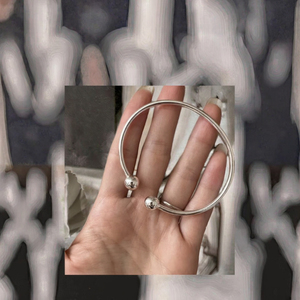 925 Sterling Silver Open Adjustable Double <b>Ball</b> <b>Bracelet</b> for Women Ethnic Style Jewelry for Party or Wedding - Product Image 2