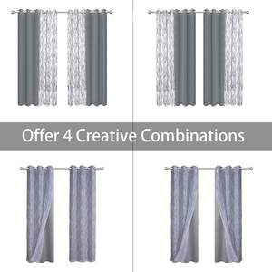 JA-Ensemble de 4 rideaux gris <span class=keywords><strong>clair</strong></span> de 37x84 pouces assortis, 2 pièces, impression de branches, rideaux de fenêtre occultants pour chambre à coucher - Product Image 5