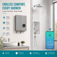 Chauffe-eau électrique instantané avec vanne de contrôle de débit intégrée, sans réservoir, à eau chaude sur demande, pour douche