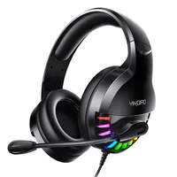 Headset com fio usb, fone de ouvido com som hd surround ajustável para jogos rgb, fone de ouvido para barra de internet