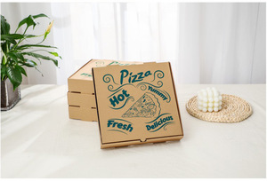 Custom Modern Kraft Corrugated Pizza <b>Boxes</b>-Portable Embroidered Printing All Sizes for Pizza <b>Cake</b> Cookies & Food Delivery - Product Image 3