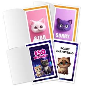 Cat Lucky Card Factory Custom Printing 1 Chance Open Game Cards Free Design Pull Tab <b>Tickets</b> - Product Image 1