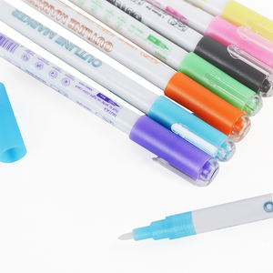 ปากกาเน้นข้อความแบบสองเส้น 8 สี พร้อมกลิตเตอร์เรืองแสง ปากกาเมจิกสีติดทนนาน ใช้น้ำเป็นส่วนผสม แห้งเร็ว หัวปากกาขนาด 1~2 มม. - Product Image 2