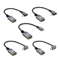 Cable de Extensión Micro HDTV 4K de 90 Grados, Conectores Chapados en Oro, Revestimiento de Nailon, Adaptador para Monitor, Cámara de Computadora y DV