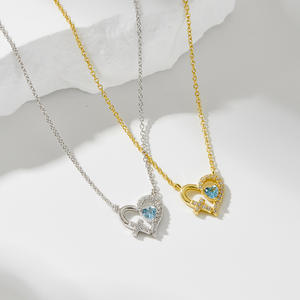 Collar con Colgante de Plata 925 al por Mayor, Diseño Geométrico de Amor Eterno, Brillante, con Cruz y Corazón, Piedras Preciosas, Cadenas de Estrás, Joyería Impermeable - Product Image 5