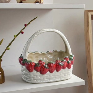 Cestini di frutta <span class=keywords><strong>in</strong></span> <span class=keywords><strong>ceramica</strong></span> di fragole più venduti per decorazioni natalizie e contenitori per pane versatili - Product Image 2