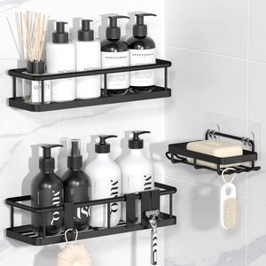 Estante de Esquina Moderno de Dos Niveles, Rectangular, para Montar en la Pared, con Acabado Lacado, para Baño o Sala de Estar, Plástico Ecológico, Sin Perforaciones - Product Image 1