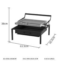 Barbecue portable moderne à charbon de bois avec revêtement en poudre, réglable en hauteur, grille rotative, pour camping en extérieur