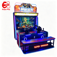 Machine de jeu de tir sur le thème des dinosaures avec grand écran de 65 pouces, simulateur d'arcade HD pour 2 joueurs, idéal pour les centres de jeux