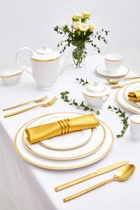 Vente en gros Assiettes à dîner modernes en céramique de porcelaine osseuse à bordure dorée de 5mm allant au lave-vaisselle pour les mariages de marque BLAIS - Product Image 5