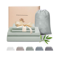 Parure de couette rafraîchissante Queen Size 100% Fibre de Bambou Respirante Douce Écologique 300 fils/pouce² 4 Pièces Poches Profondes jusqu'à 16 Pouces
