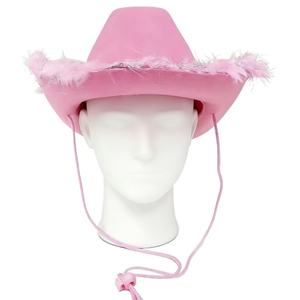 Sombrero <span class=keywords><strong>de</strong></span> Vaquero con Plumas Brillantes y Esponjosas, Estilo Occidental, <span class=keywords><strong>para</strong></span> Fiestas, <span class=keywords><strong>Disfraces</strong></span>, Conciertos Country y Carnavales - Product Image 3