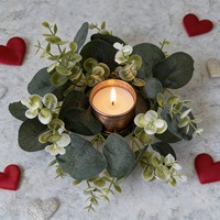 Künstlicher Eukalyptus-Kerzenring-Kranz, Künstlicher Grüner Kranz für Heim-Hochzeitstisch-Dekoration Weihnachten Vatertag