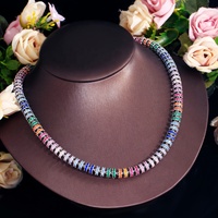 Zircons de luxe Super luxe gros Zircon cubique coloré pavé chaîne de tennis ronde glacé CZ collier pour femmes bijoux