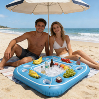 Table de jeux gonflable flottante pour piscine, plateau de table en plastique avec porte-boissons pour fêtes