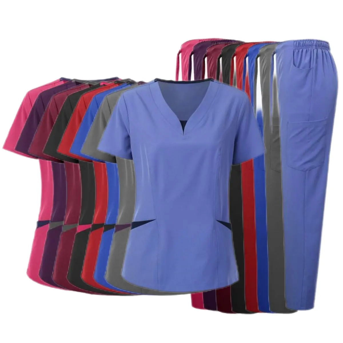 52012 LOGOTIPO personalizado com decote em V terno feminino personalizável travesseiro de enfermagem maternidade 100 algodão jogging