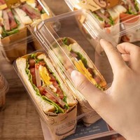 Boîte d'emballage pour sandwichs à trois compartiments, deux boîtes pour pain tranché, une boîte en plastique transparente pour fruits.