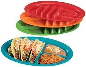 Bpa ücretsiz renkli plastik Taco plakaları Taco plaka tutucu mikrodalga ve bulaşık makinesi güvenli