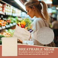 Sac en maille de coton premium réutilisable et lavable pour fruits, légumes, jouets, rangement domestique, écologique, logo personnalisé, vente en gros