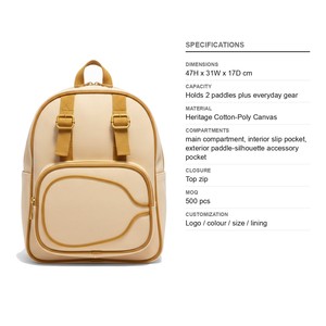 กระเป๋าเป้สะพายหลังสำหรับสนามพิคเคิลบอล Heritage Canvas ใส่ไม้พายได้ 2 อัน ผลิตจากผ้าฝ้ายผสมโพลีเอสเตอร์ รับทำโลโก้ตามสั่ง ขายส่ง กระเป๋าเป้สะพายหลังสำหรับไม้เทนนิสและไม้พาเดล - Product Image 6